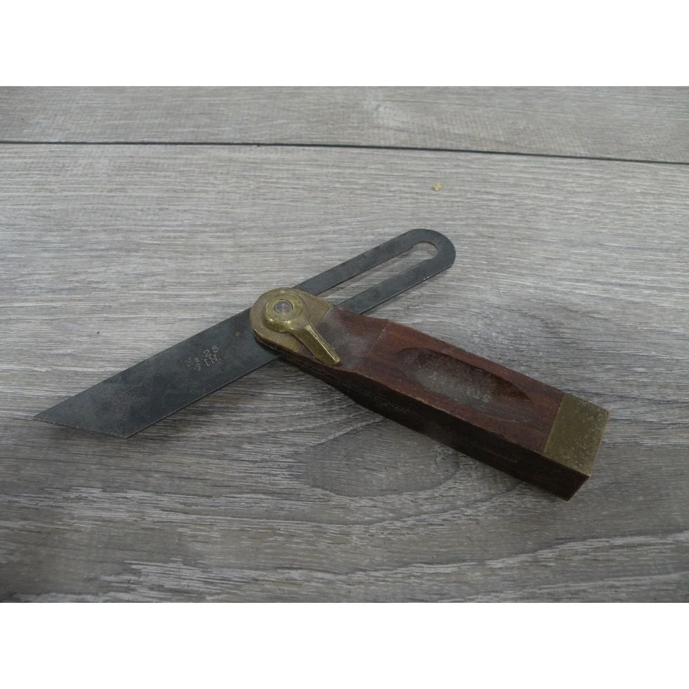 Vintage Stanley No. 25 6 Inch Sliding T-Bevel Square Wood & Brass Handle Made in